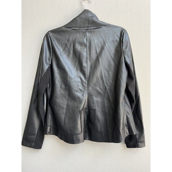 Jacket Cardigan Blazer  faux leather‎ NWT black Small Orly S Lightweight - Picture 6 of 12